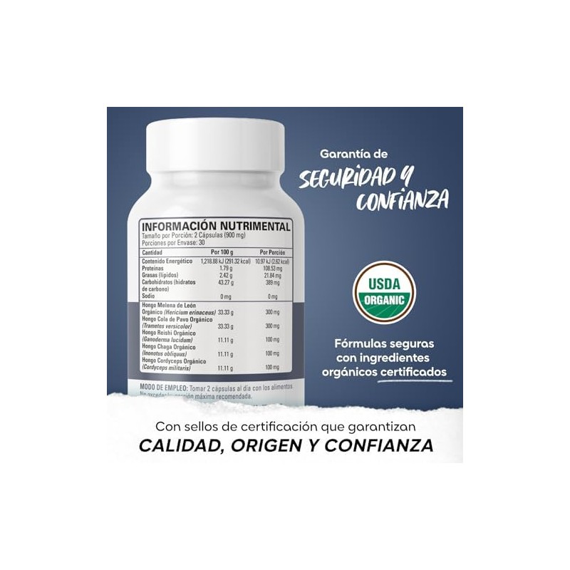 Organicside - Adaptogen Complex 60 Cápsulas - Reishi, Lions Mane,