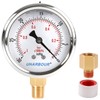 UHARBOUR Glycerin Filled Vacuum Pressure Gauge, 2-1/2" Clear dial,1/4" NPT