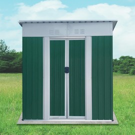 YOPTO 5X3 FT Outdoor Storage Sheds,Metal Small Mini Sheds with Pent Roof and Sliding Door, Garden Tool House W/Lockable Door & Vents,Waterproof Kit for Backyard Lawn Barbeque Bike,Green