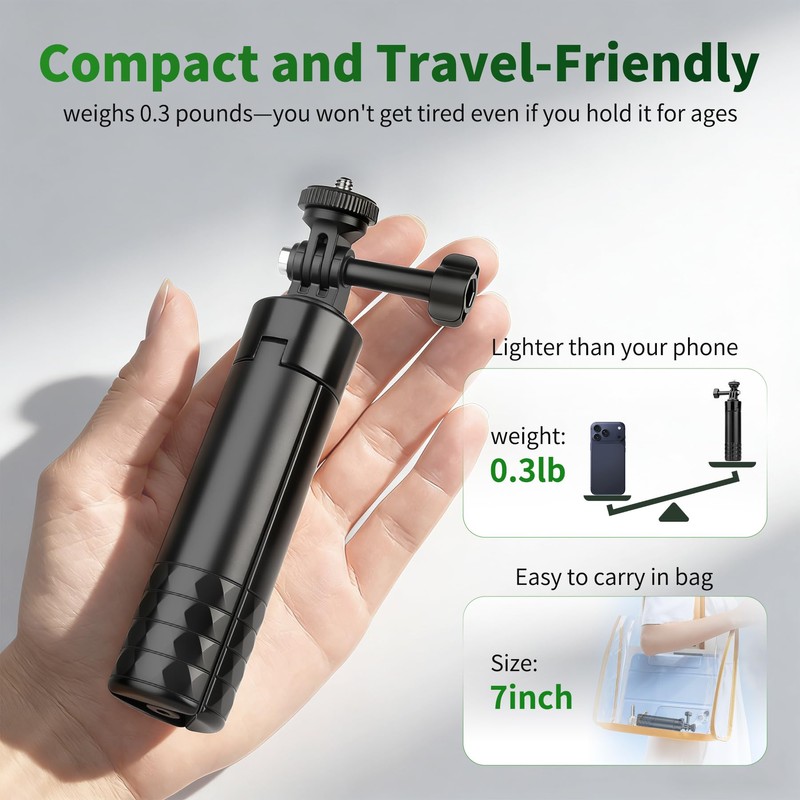 JOILCAN 25.2" Selfie Stick Tripod, Action Camera Vlog Tripod, Portable