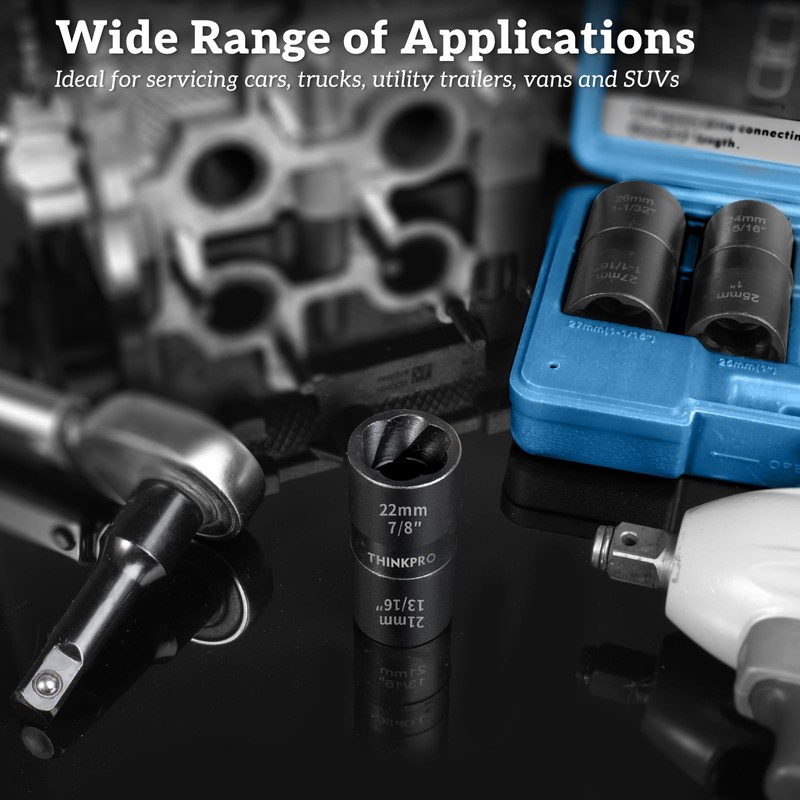 Thinkpro Lug Nut Removal Tool,5 piece Wheel Lock Remover Kit，Double