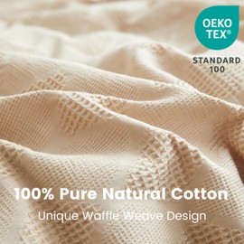 BISELINA 100% Cotton Waffle Weave Duvet Cover Set Full Size 3 Pieces (1 Duvet Cover 78"x86", 2 Pillowcases) Soft Breathable Durable Chic Bedding Set for All Season - Khaki, Full Size