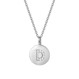 AGVANA Initial Necklace, 925 Sterling Silver Letter Necklace with White Gold Cubic Zirconia Alphabet Pendant Gifts Jewellery for Women Girls,Chain Length: 16" + 2"
