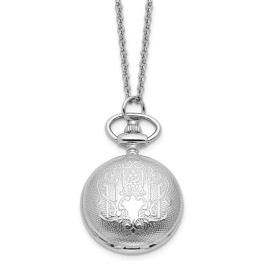 Charles Hubert 28" Charles Hubert Chrome-finish Quilted Design Pendant Watch Necklace