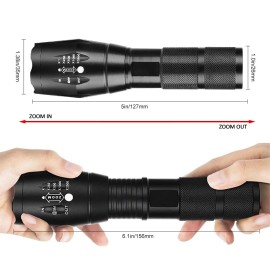 Unbranded Super Bright 1200000LM LED Powerful Flashlight USB Rechargeable Zoomable Torch - A: Flashlight