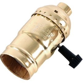 Power Gear 3-Way Lamp Socket, Medium Base, Turn for Low-Medium-High Light Settings, For Floor and Table Lamps, DIY Project, UL Listed, Brushed Gold, 54372