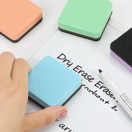 MaxGear Whiteboard Erasers Magnetic, 24 Pack Mini Dry Erase Erasers for Chalkboard, Strong Cleaning White Board Erasers Bulk for Office Classroom, Magnetic Backing, 6 Macaron Color, 2 x 2 x 0.6 Inch