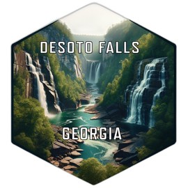 DeSoto Falls Georgia Souvenir Travel Destination Die Cut Hexagon Decorative Flat Magnet 4-Inch