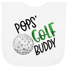 inktastic Pops' Golf Buddy with Golf Ball Baby Terry Cloth Bib White 3ac76