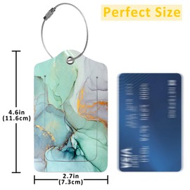 EOBKLAX 2 Pack Luggage Tag for Suitcase,Colorful Abstract Marble PU Leather Suitcase Tags Identifiers with Privacy Name Address Labels and Durable Steel Loop for Women Men Travel