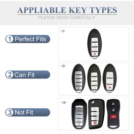 YO&YOYE Carbon Fiber Texture Key Fob Cover Compatible with Nissan Altima Maxima Rogue Armada Pathfinder Smart Key 4 Buttons, Zinc Alloy Key Case keychain Shell