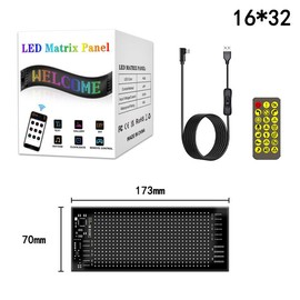 MIOOTLY LED RGB Matrix Pixel Screen, 1 Count Scrolling Bright Advertising LED Sign, Flexible USB Powered 5V Bluetooth-Compatible LED Light Car Sign with APP Control, Decorative Lamp #spingtok - Specification: 16x32 LEDs 7x17CM