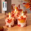 JOIONE Fall Flameless Glass Candles, 3 Pack Maple Leaf LED