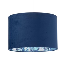 firstchoicelighting Set of 2 Blue Toucan Design Velvet Easy Fit Ceiling Pendant Lightshades or Table Lamp Shades, Diameter 30cm