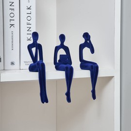 Octdays Blue Thinker Statue for Home Decor Modern Minimalist Sculpture for Living Room Bookshelf Office Desktop Abstract Art Figurine Decoration 3 Pieces
