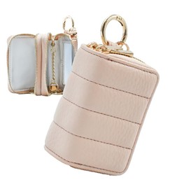 Elegante Women's Smart Key Case, Storage for 2 Pieces, Clear Window, Smart Key Case, Brand, Car, Home Keys, Work, Double Zipper, Carabiner, Small, Compact, Quilting, Cute, Stylish, Dull Color,