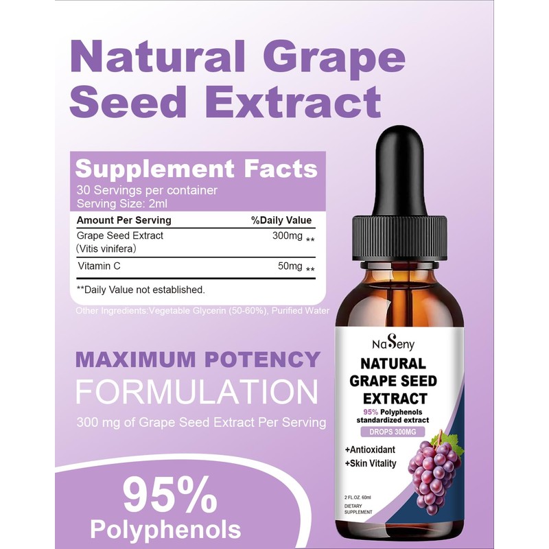 Natural Grape Seed Extract Drops-300 mg Grape Seed Extract Liquid