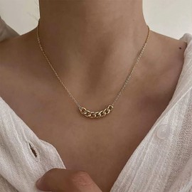 TseanYi Chunky Chain Pendant Necklace Gold Cuban Chain Necklace Curb Chain Classic Necklace Thick Chain Choker Necklace Boho Chunky Chain Clavicle Necklace Short Chain Necklace
