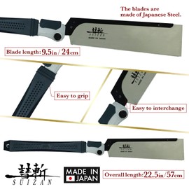 SUIZAN Folding Dozuki Dovetail Saw 9.5" Crosscut - Professional Japanese Pullsaw Handsaw Woodworking Tools