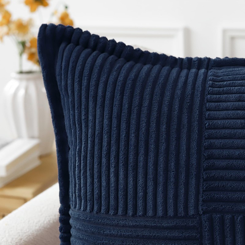 Artscope Corduroy Cushion Covers Pack of 2 Modern Patchwork Throw