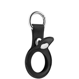 Cases for Air Tags, Anti-lost 2021 LEATHER AirTags Loop Anti-Lost Portable Key Pet Kids GPS Finder Locator Sleeve Mini Tracker Keychain Protective Ring Cover (BLACK)