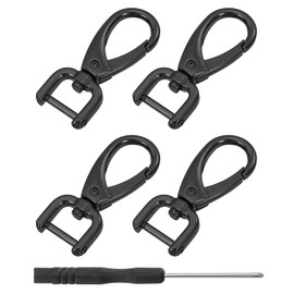 sourcing map 4Pcs Swivel Clasps Hook, 12mm(0.5 Inch) D Ring Detachable Snap Hook Metal Lobster Claw Clasp Hook with Screwdriver for Purse Keychain DIY Craft, Black