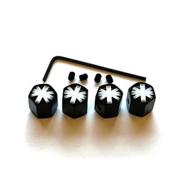 Union jack anti theft lockable tyre air valve dust caps 4pcs/set stem covers in Matt Black, For Cars & Motorbike