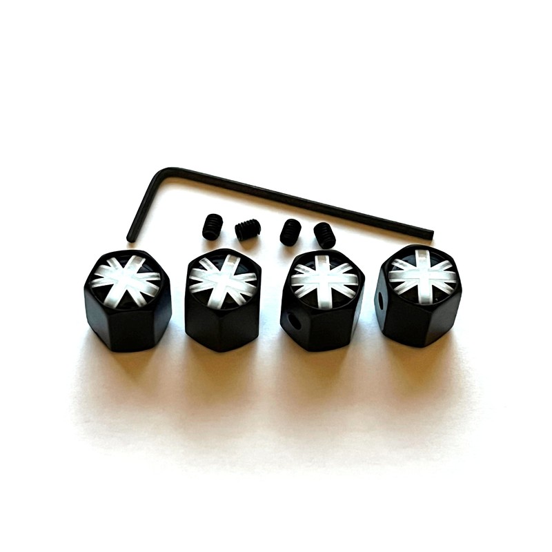 Union jack anti theft lockable tyre air valve dust caps