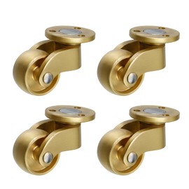 Semetall 1-Inch Solid Brass Swivel Caster for All Floor Mat Polished Brass Finish Caster Wheels Replacement for Chairs/Tables/Furniture,Set of 4