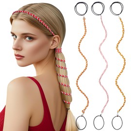 3 Packs Ponytail Holders Hair Ties for Women, Spiral Pony Tails Elastic Braided Hair Holders for Gym Swimming Sports (3pcs25"colorful32)