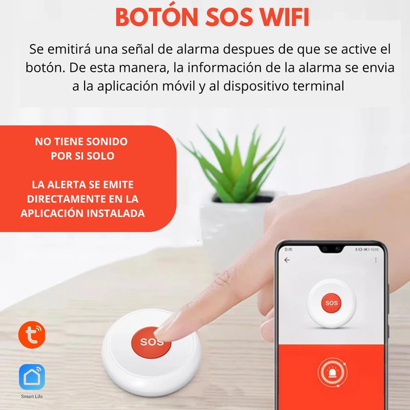 Botón de Pánico SOS Inalámbrico WiFi para Sistema de Alarma,