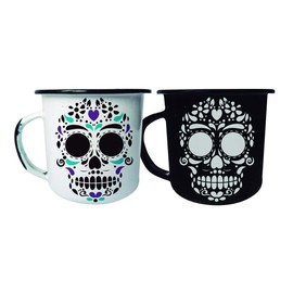 Dúo Pocillos De Peltre Taza Calavera Lacachum y Chumbalaca BY MEXICO 360 mililitros
