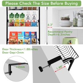 COOLFXEND Over the Door Pantry Organizer,6-Tier Pantry Door Organizers and Storage,Metal Over the Door Spice Rack for Pantry/Kitchen,Space Saving,Easy to Install,Black(4x4.72+2x5.9 Width Baskets)