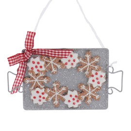 Kurt Adler Gingerbread On Metal Tray Ornaments 2 Assorted