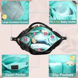 MOMINSIDE Mini Diaper Bag Tote, Diaper Bag Organizing Pouches Set of 4, Small Diaper Bag Purse with 13 Pockets, Leather Crossbody Diaper Bag, Diaper Bag Organizers, Baby Registry Search