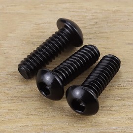 #10-32 x 1/2" Button Head Socket Cap Bolts Screws, 304 Stainless Steel 18-8, Allen Hex Drive, Black Oxide Coated Finish, Fully Machine Thread, 100 PCS