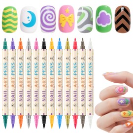 12 Colors Nail Art Pens Set, 3D Nail Polish Pens Quick-Drying Acrylic Paint Markers,For Nail Art Drawing Painting Nail Point Dotting Liner Pen, Nail Design Kit Manicure Tools Home & Salon DIY-A