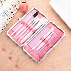 EIAKE 9PCS Makeup Brushes Eyebrow Grooming Tool Kits Eyebrows Pencil Brush Eyebrow Razors for Women Brows Combs Eyebrow Tweezers Sweet Style Comes with Thrush Cards