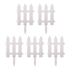 Abaodam 5 Pieces White Plastic Garden Fence with 5 Pieces Insert Garden Picket Fence Edgings for Lawn Flowerbeds Plant Borders Decorative Yard 117.9'' H * 9.8'' L