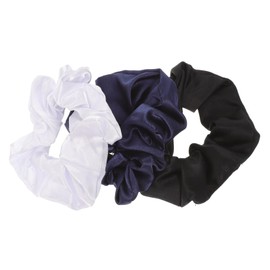 PACKOVE 3pcs Hair Scrunchies for Women and Elastic No-damage Hair Ties in White Blue Black Smooth Satin Texture