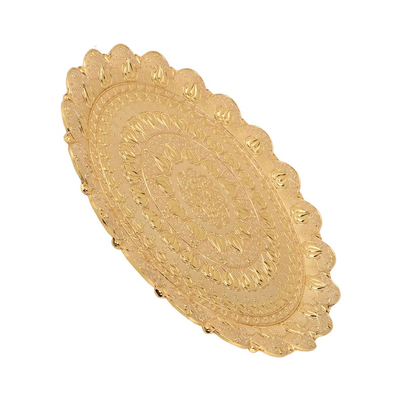Turkish Tea Coffee Serving Tray Vintage Style Embossed Pattern Round