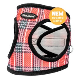 Bark Appeal Coral Red Plaid Step-in Dog Harness for Small-Medium Pets – Soft Solid Mesh Vest Harness for Dogs & Puppies – Anti-Choke with Adjustable Strap & Heavy Duty Clip – Small