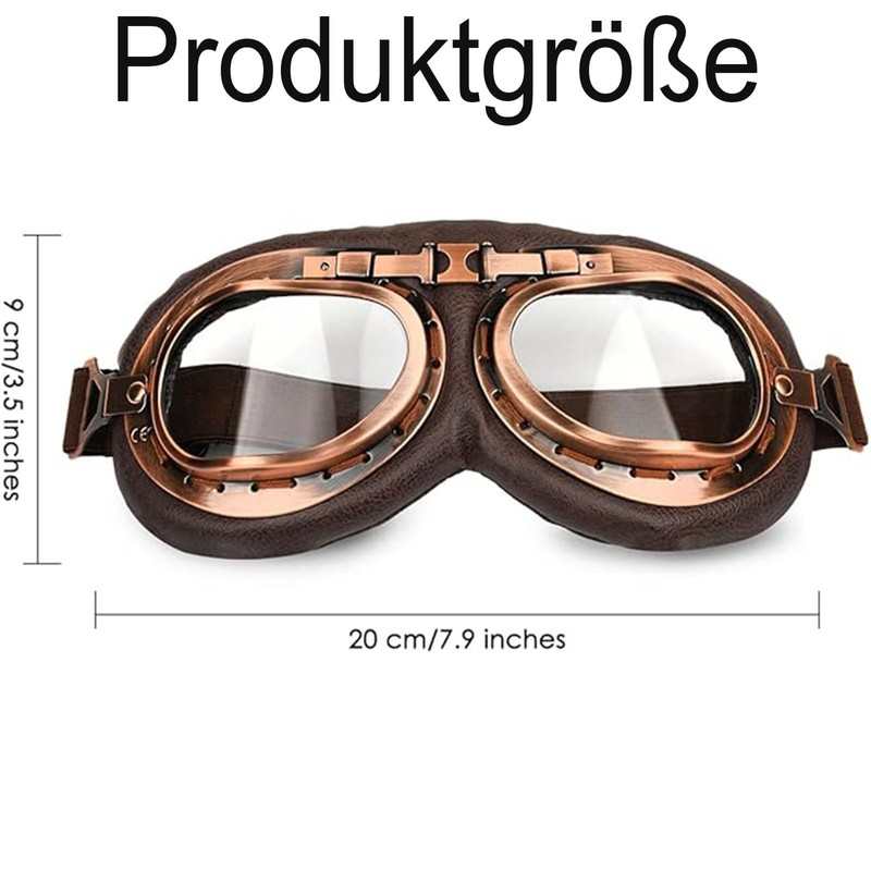 fufupaw Motorcycle Goggles Retro Motorcycle Goggles Windproof Aviator Goggles Windproof