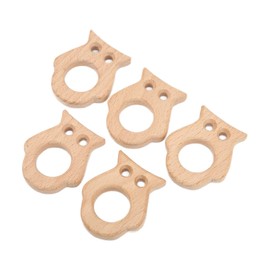 Sonew 5 Piezas Mordedor de Madera de Haya para Bebé, No Tóxico y Resistente, Adorable Forma de Búho, Ideal para Accesorios de Joyería de Bricolaje,...