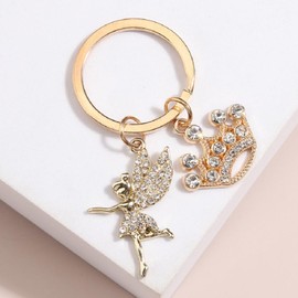 ARFUKA Keyring Crown and Spirit Pendant Keychain Rhinestone Crystal Keyring Car Key Chain Key Holder Handbag Purse Charm, Gift Ideas for Her, Gift Exchange Ideas