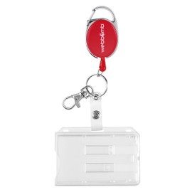 WEBBOMB® Set of 10 ID Card Holders, Card Holders, 10 x Hard Plastic Card Holders for ID Cards and Cards with Tear-Resistant 70 cm ID JoJo Cord, Carabiner Key Ring + Metal Belt Clip