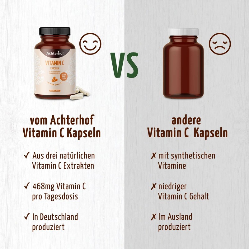 vom-Achterhof Vitamin C 180 Kapseln | natrliches Vitamin C aus