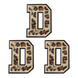 MECCANIXITY Letters D Patches Leopard Iron-On Letters D Patch Black Border Sew Embroidered Applique Patches 6CM/2.36 Inch Hot Melt Adhesive Process for Clothing Repair Backpack Jean,Pack of 3