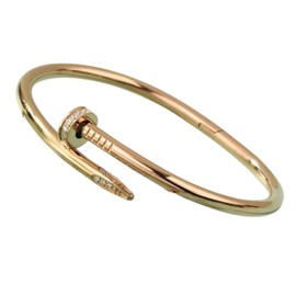 Asavi Atelier 18K Gold Plated Nail Bracelet with Crystal Oval Design With Cubic Zirconia Love Nail Bangles For Women (Rose Gold)