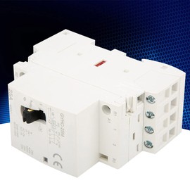AC Contactor 4P 25A 220V 12v Dc Coil 50Hz Household Contactor Universal Circuit Control DIN Rail Mount with Manual Control Switch (2NO 2NC)